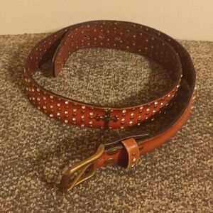 Women's western brown leather bling studded cross belt size L